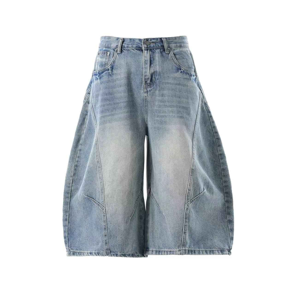 Wide-Leg  Baggy Knee-Length Jorts