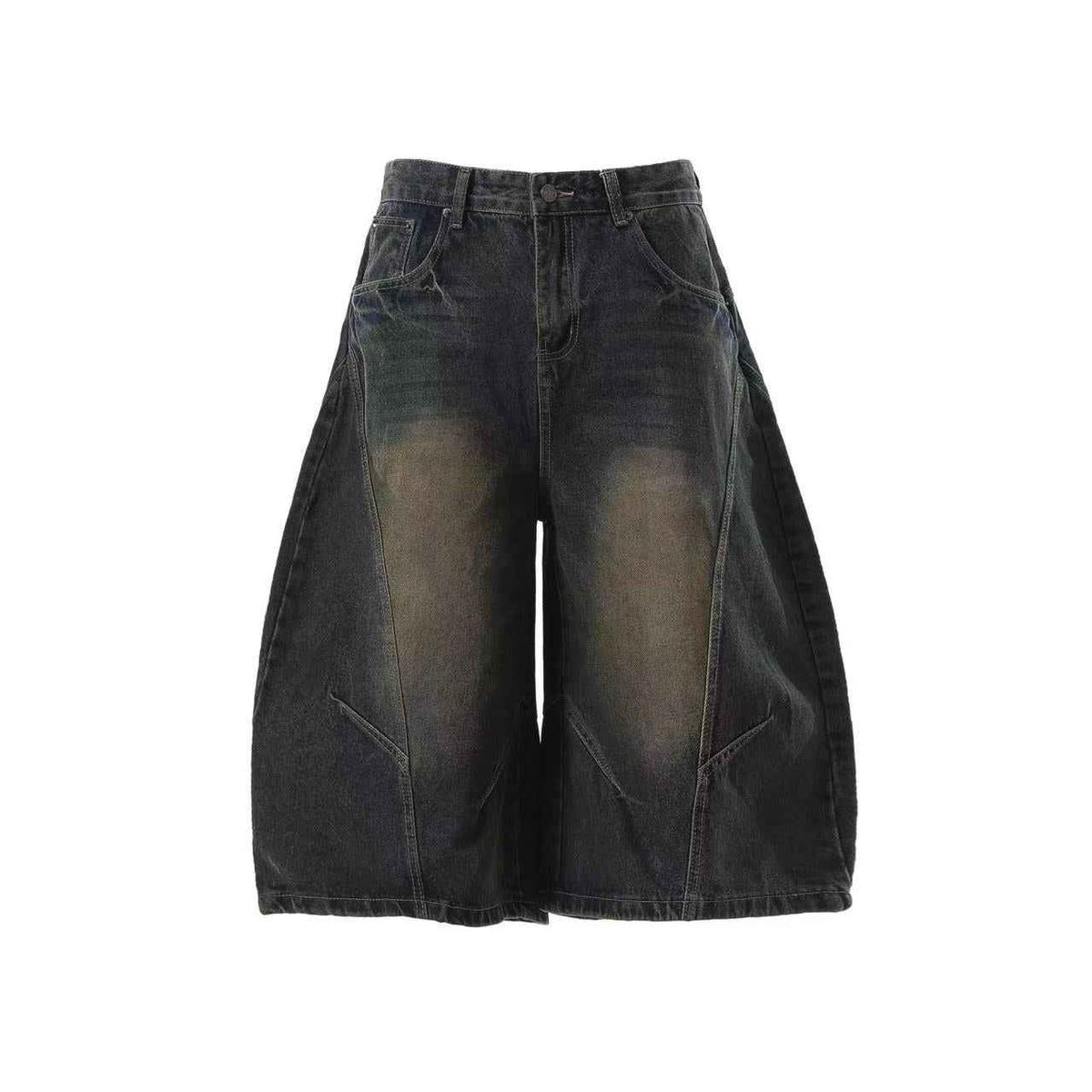 Wide-Leg  Baggy Knee-Length Jorts