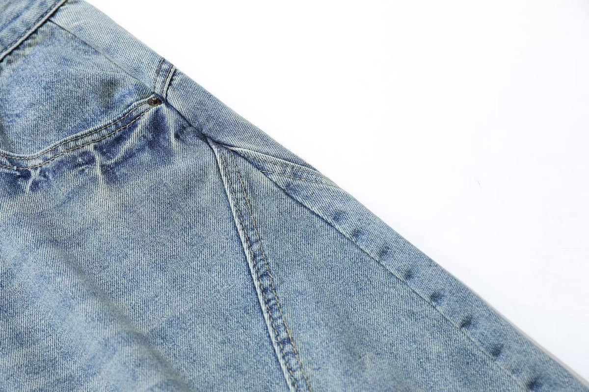 Wide-Leg Baggy Knee-Length Jorts - OMYGOODS