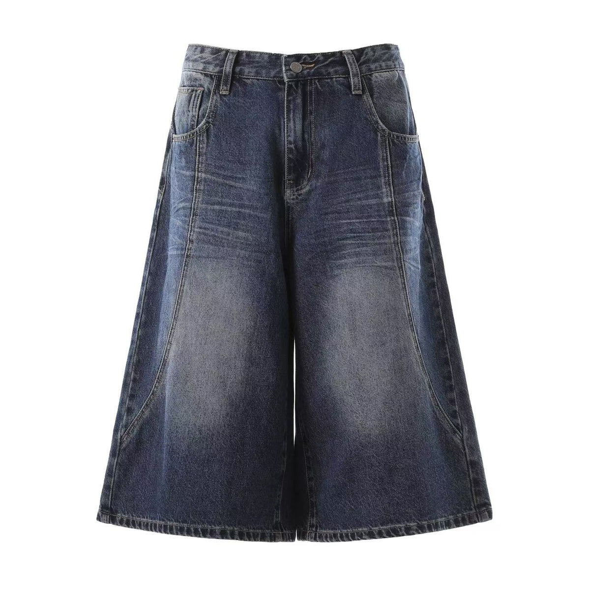 Washed Denim Knee-Length Jorts - OMYGOODS