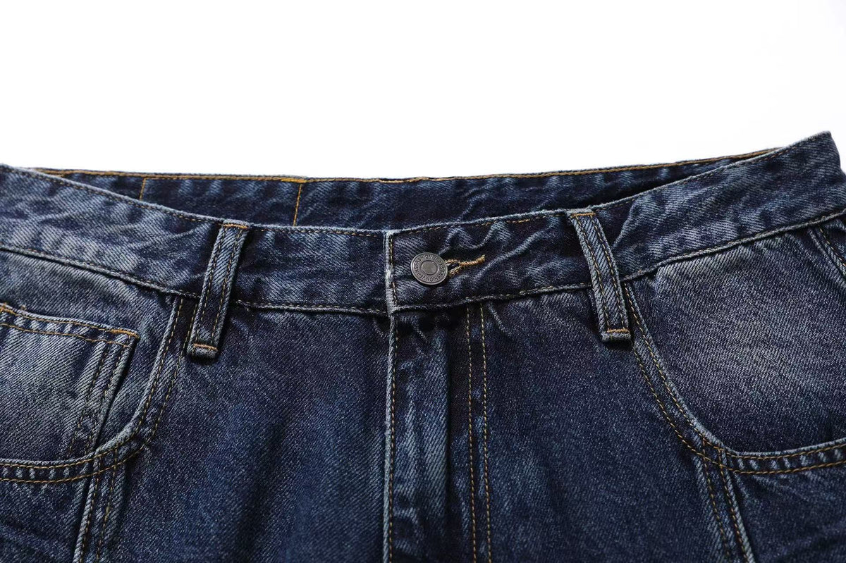 Washed Denim Knee-Length Jorts - OMYGOODS