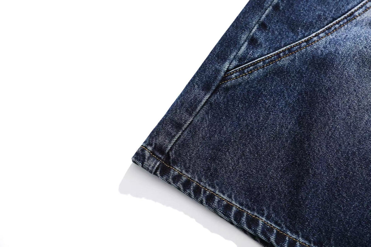 Washed Denim Knee-Length Jorts - OMYGOODS