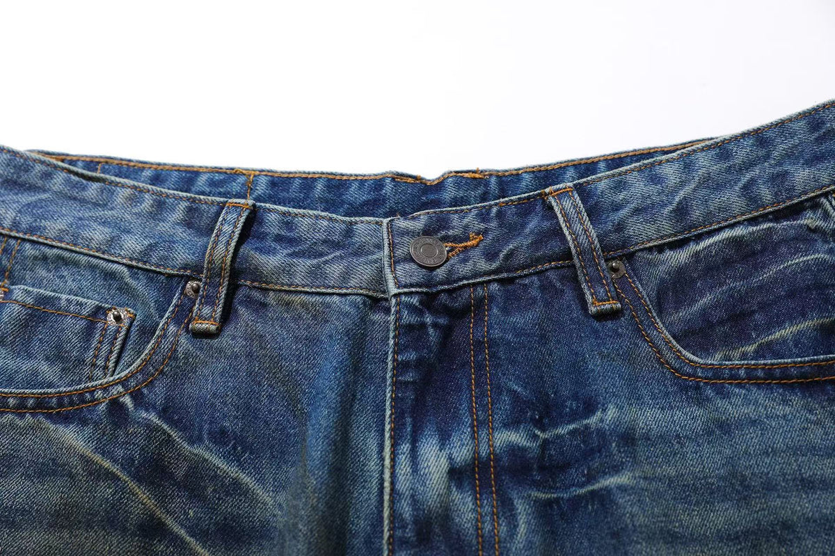 Washed Denim Knee-Length Jorts - OMYGOODS