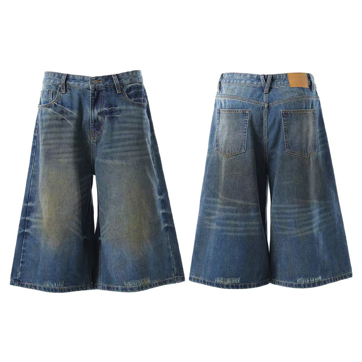 Washed Denim Knee-Length Jorts - OMYGOODS