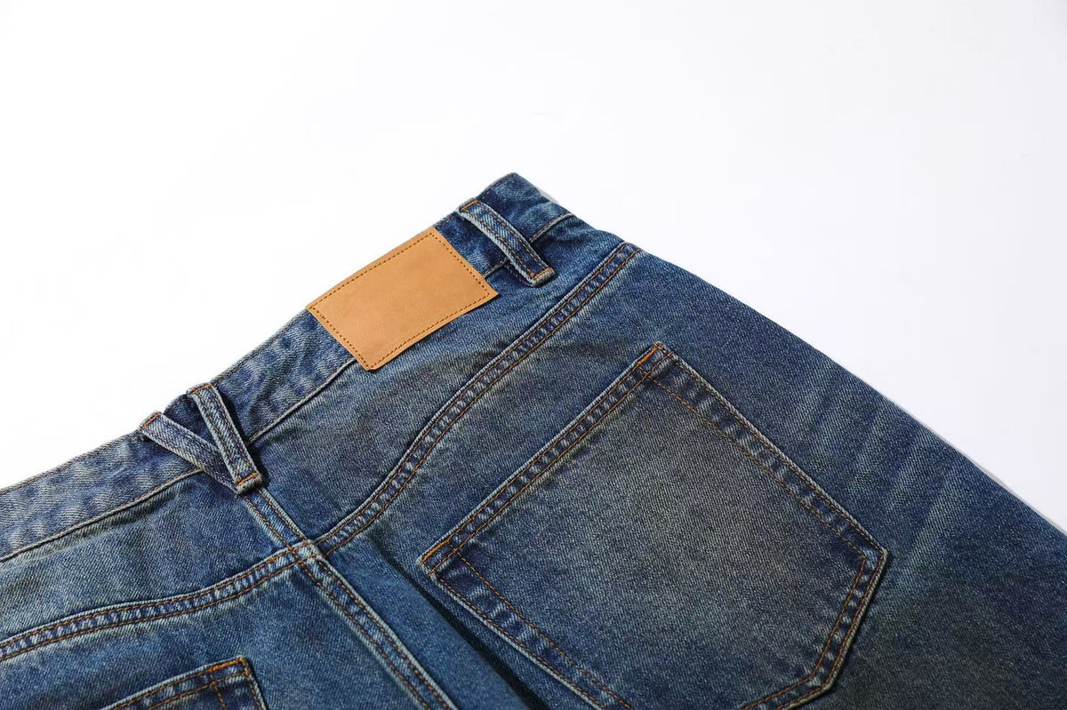 Washed Denim Knee-Length Jorts - OMYGOODS