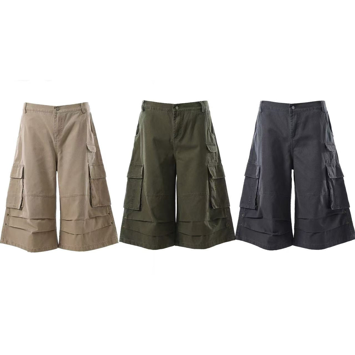 Wide-Leg Knee-Length Cargo Jorts - OMYGOODS