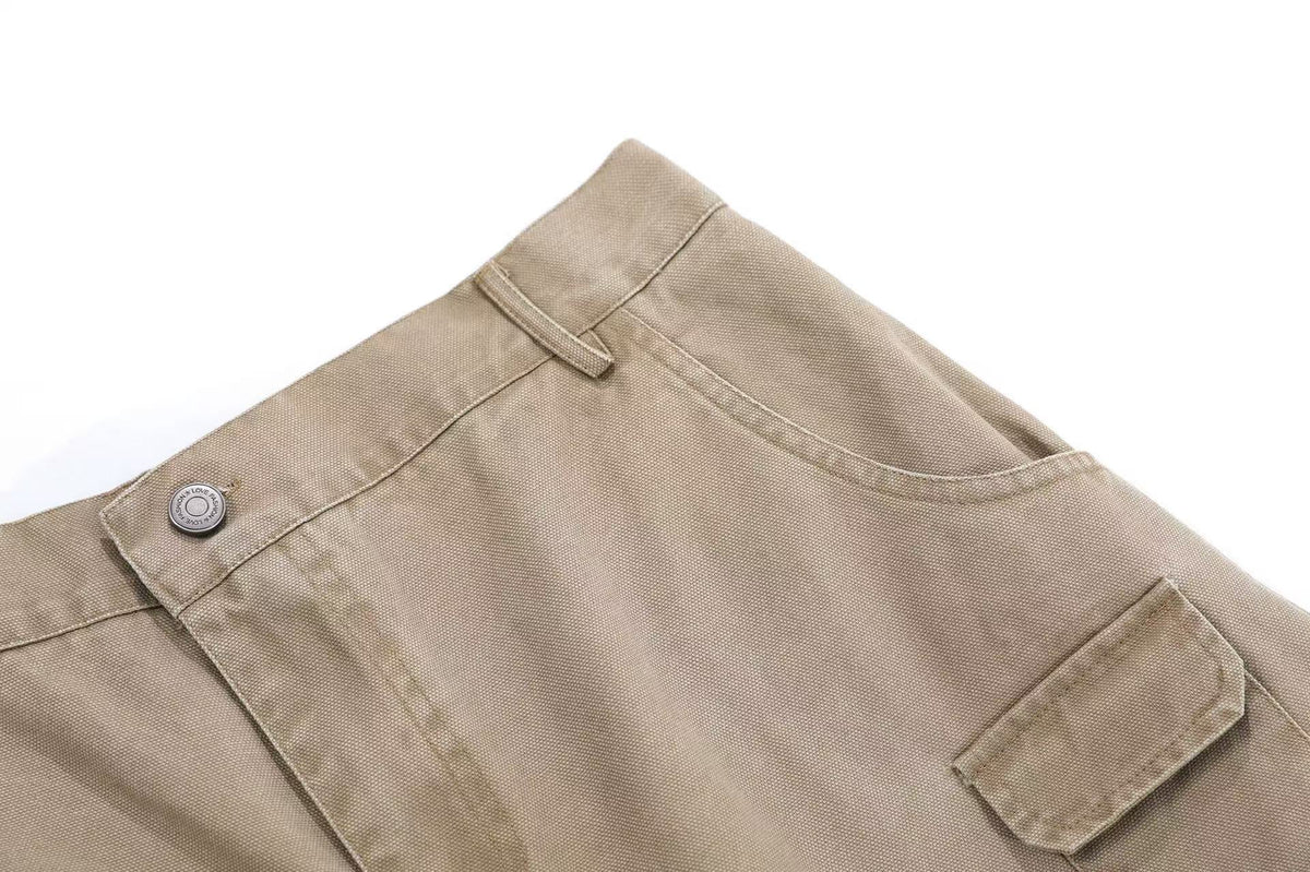 Wide-Leg Knee-Length Cargo Jorts - OMYGOODS