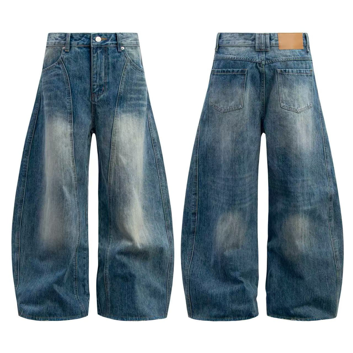 Washed Wide-Leg Baggy Jeans - OMYGOODS