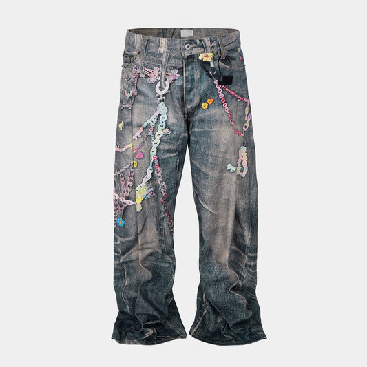 Candy Chain Washed Baggy Jeans - Effortless Style Meets Comfort