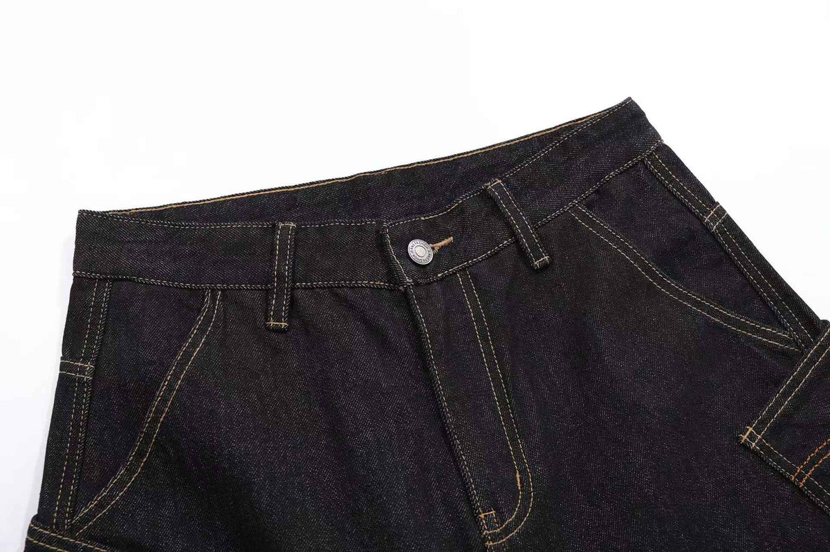 Distressed Denim Knee-Length Jorts