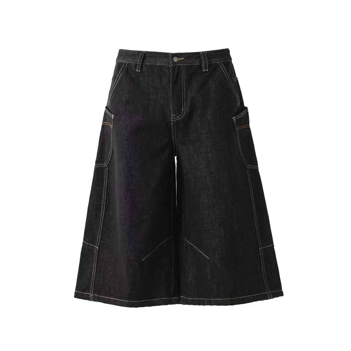 Distressed Denim Knee-Length Jorts