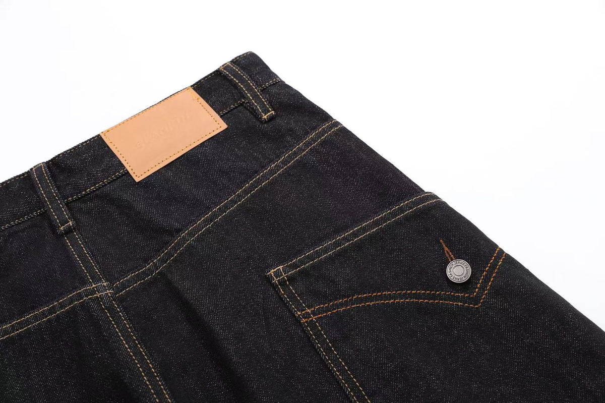 Distressed Denim Knee-Length Jorts - OMYGOODS