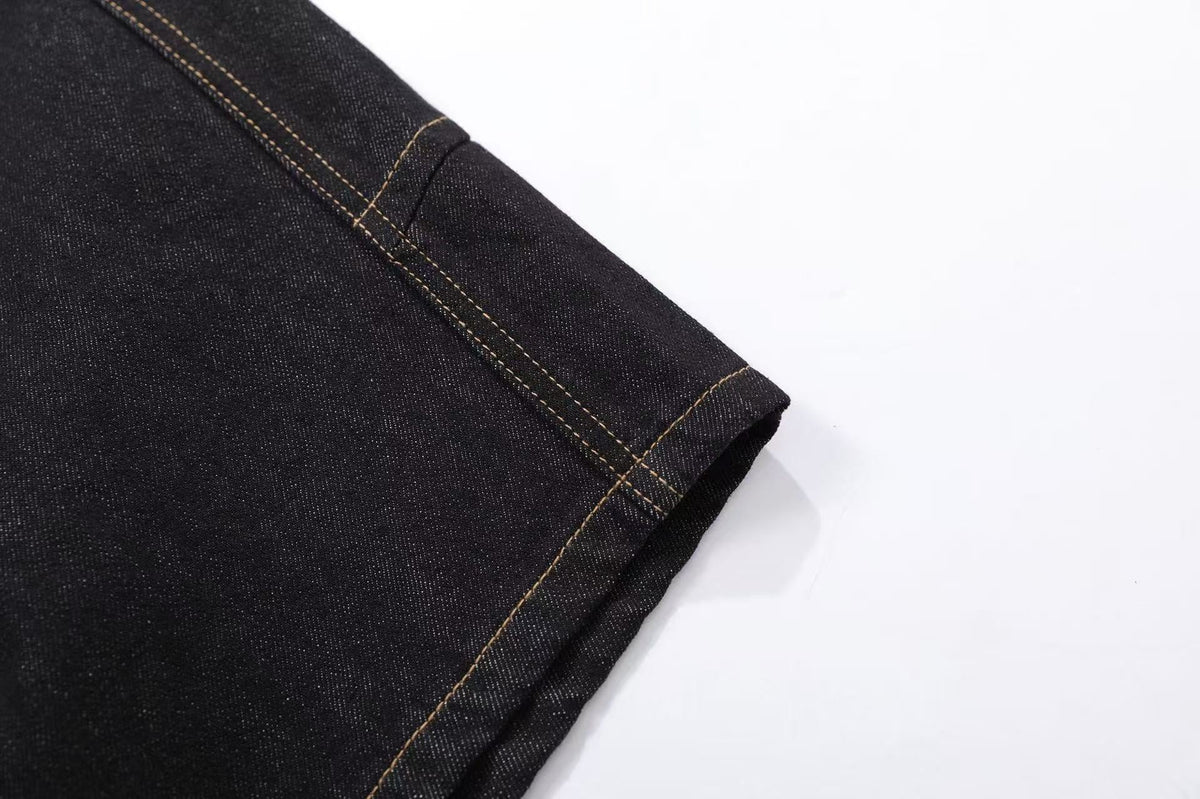 Distressed Denim Knee-Length Jorts - OMYGOODS