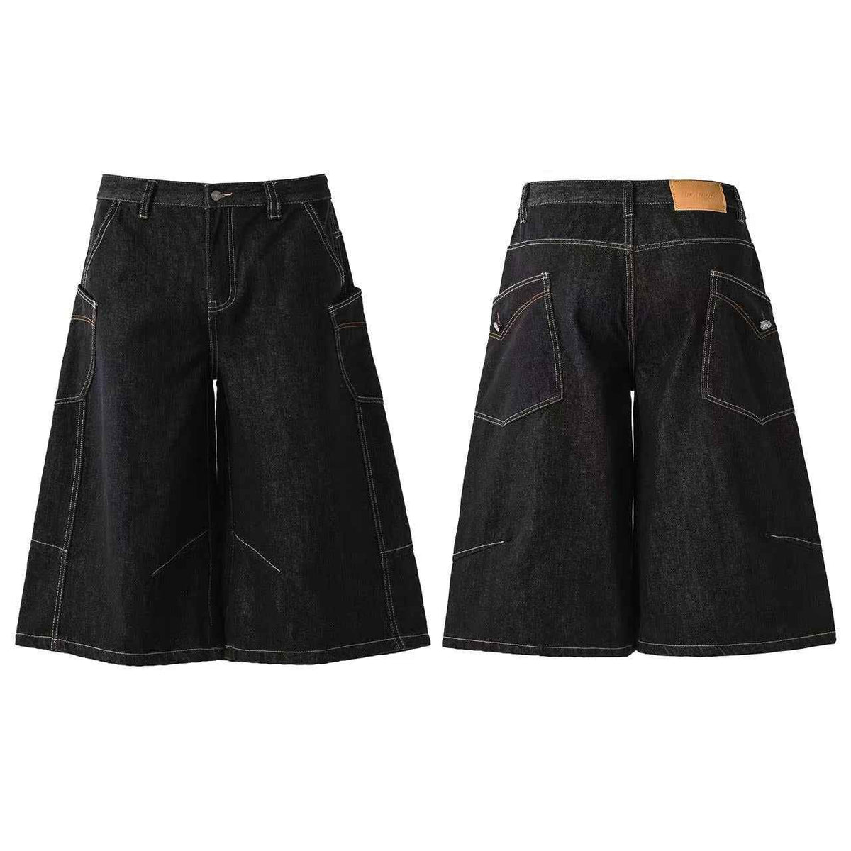 Distressed Denim Knee-Length Jorts