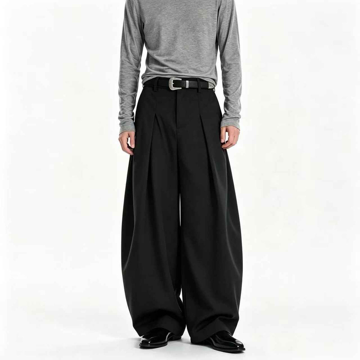Unisex Pleated Balloon Wide-Leg Baggy Suit Pants