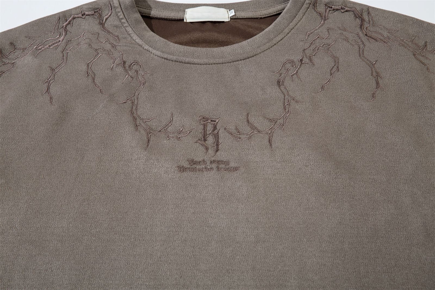 Thorn Embroidery Suede T-Shirt - Elevate Your Streetwear Game