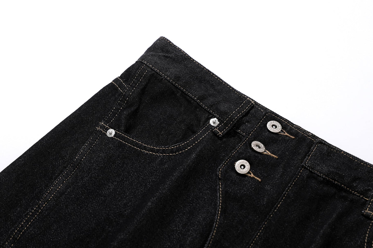 Reverse-Stitched Multi-Button Jeans