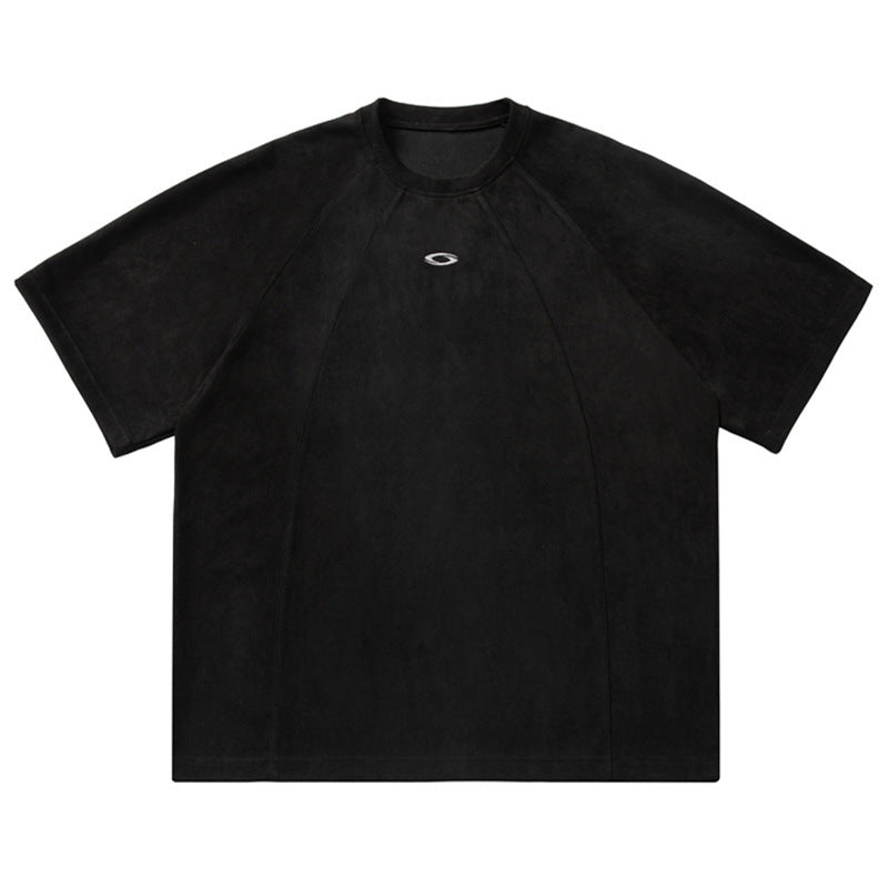 Suede Panel Raglan T-Shirt