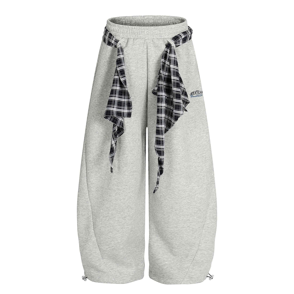 Street Detachable Plaid Waistband Machete Casual Pants