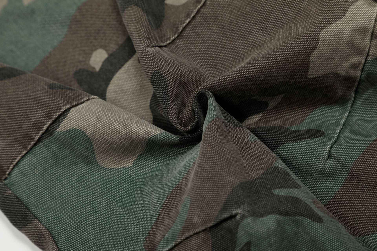 Retro Double Waist Camouflage Barrel Pants