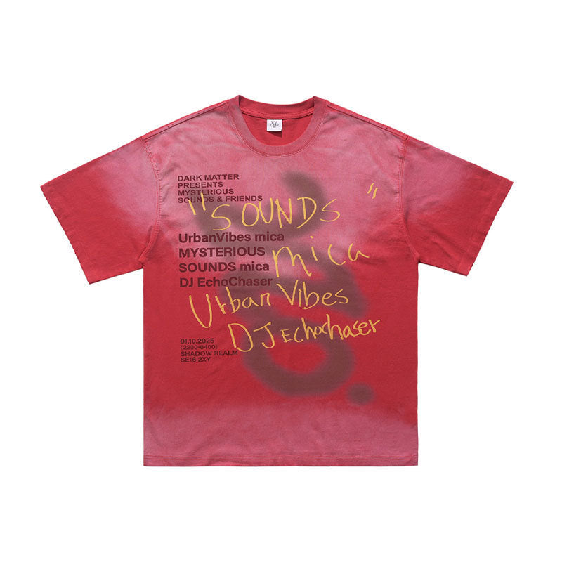 Washed Graffiti Text Print Spray Effect T-Shirt