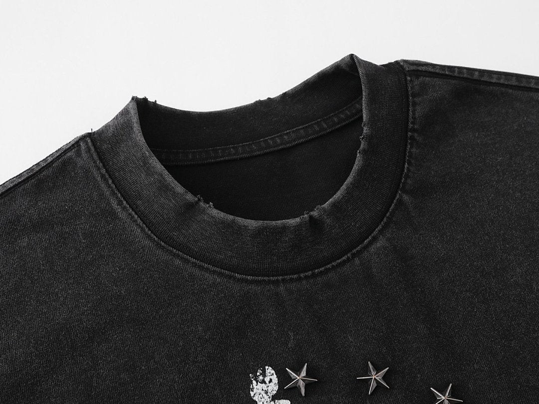 Statue of Liberty Print and Star Details T-Shirt