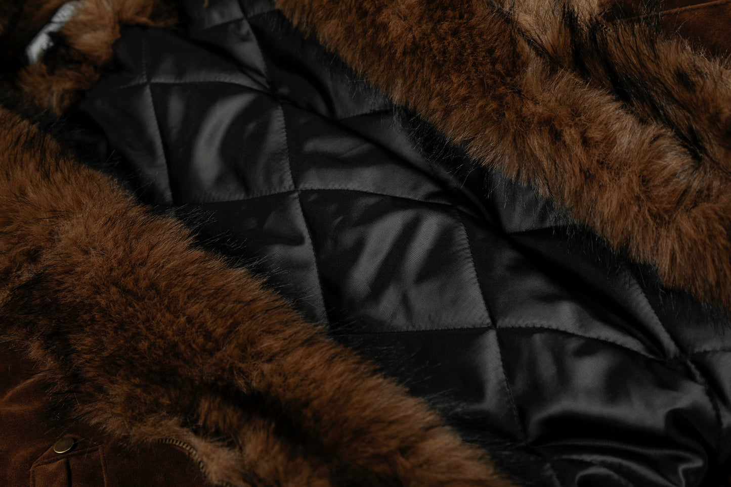 Streetwear Metal Clip Faux Fur Hooded Suede Bomber Jacket