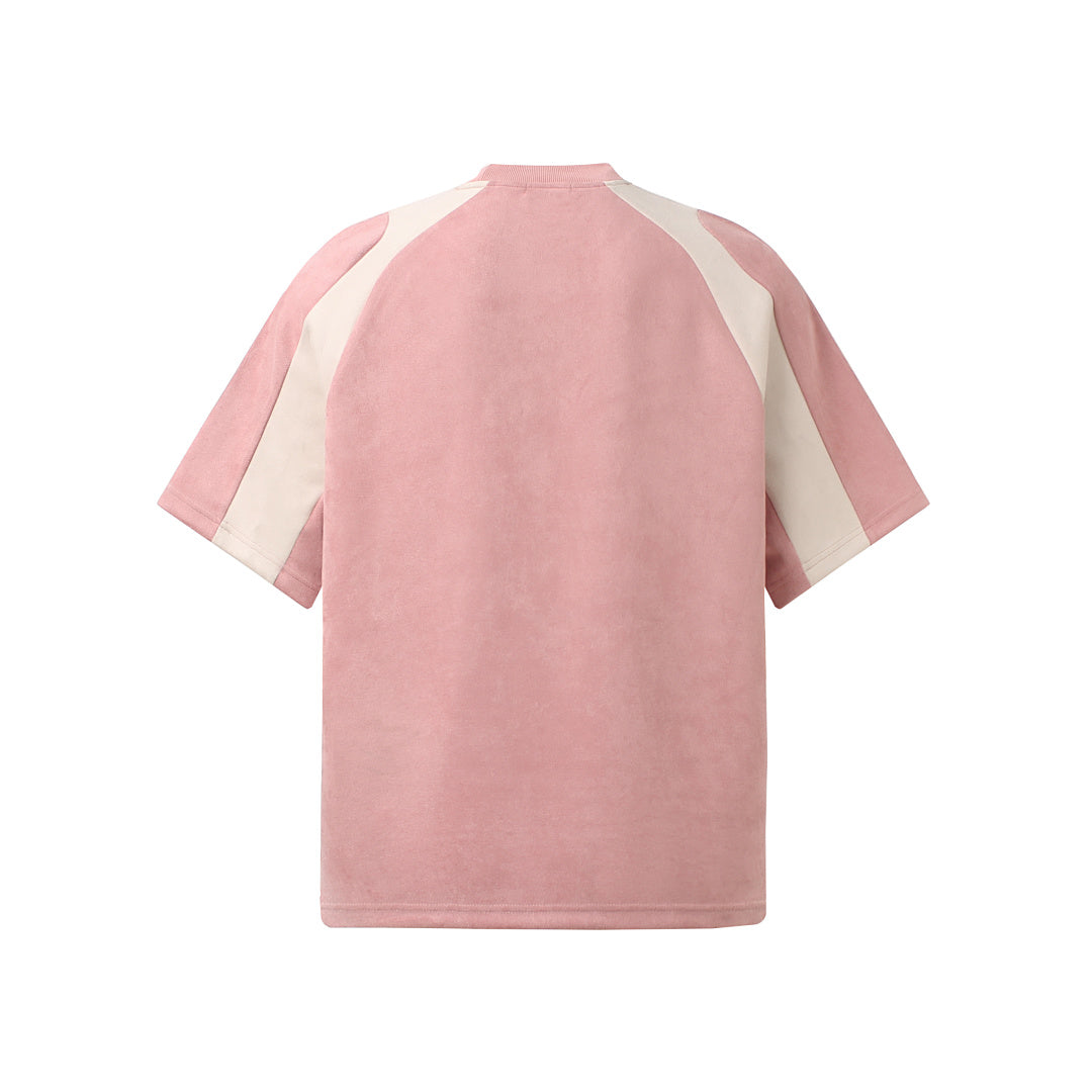 Suede-Touch Embroidered Sport Color-Block T-Shirt