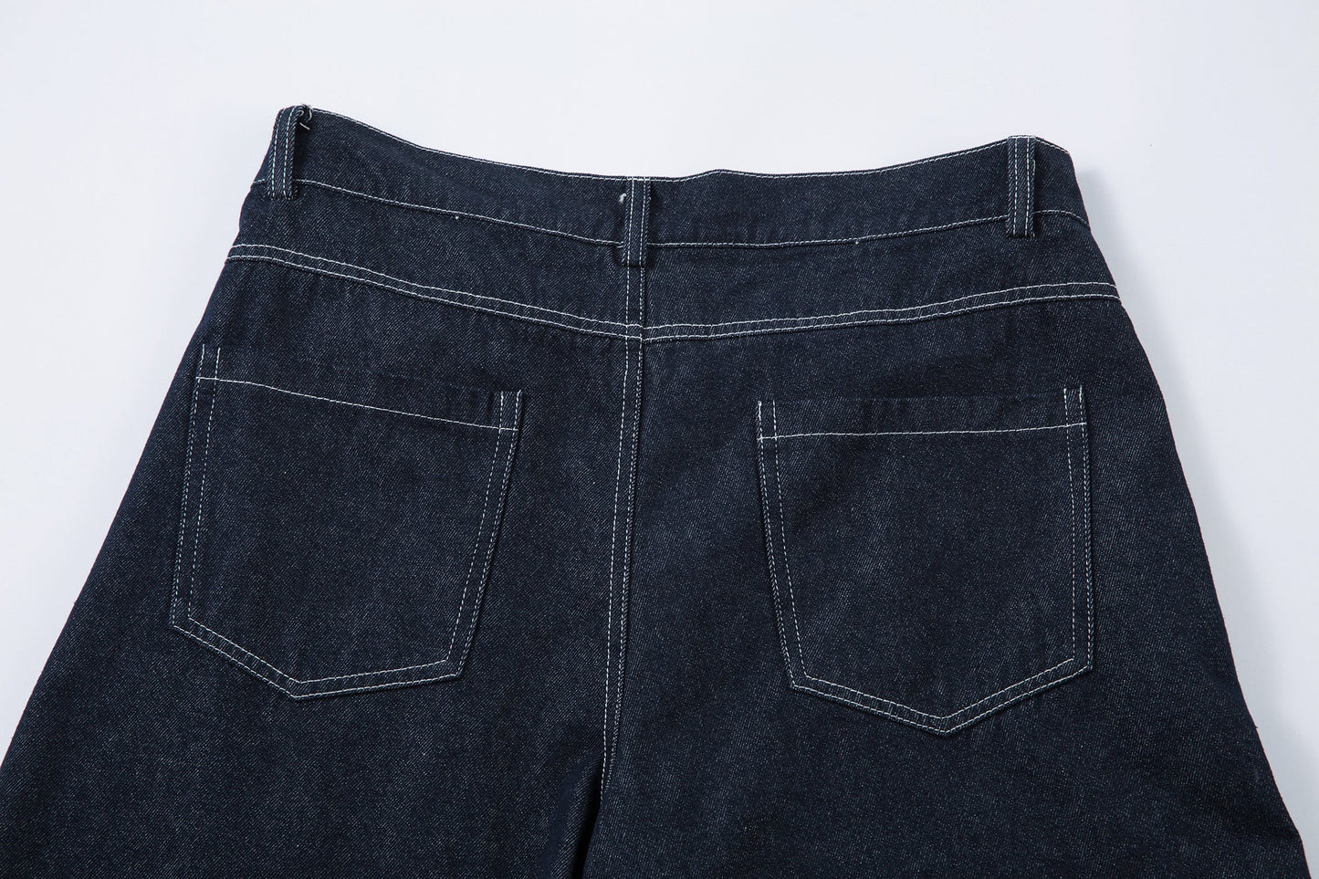 Deconstructed Contrast Stitching Pleated Baggy Barrel Jeans