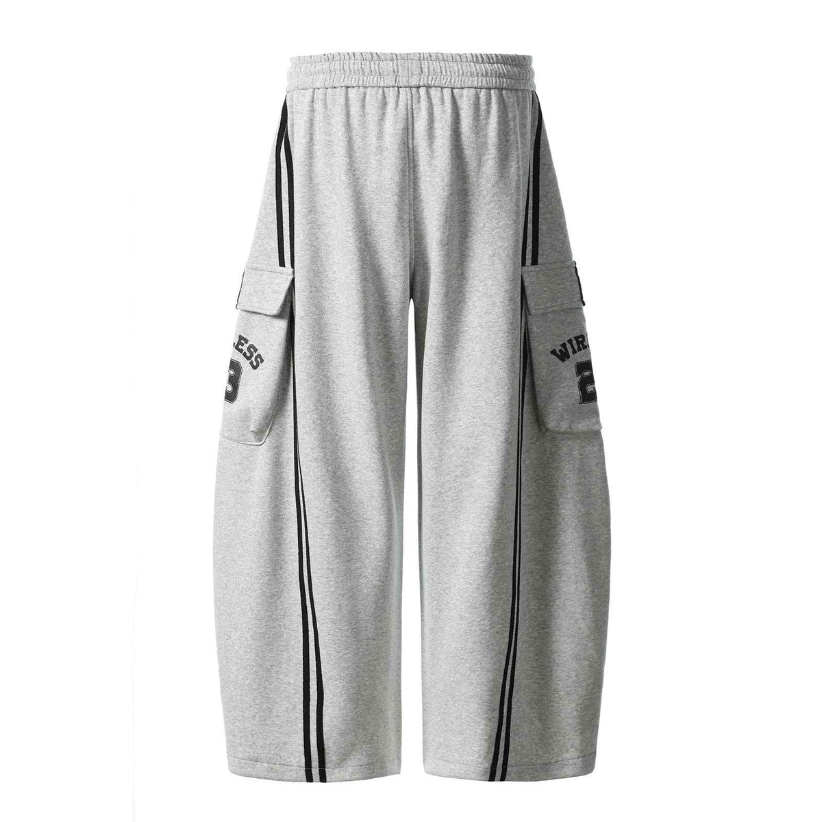 Cotton Web Stitching Letter Print Drawstring Barrel Pants