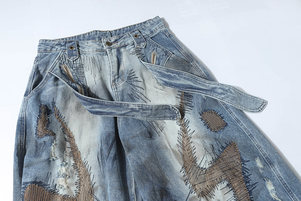 RO Style Washed Barrel Jeans
