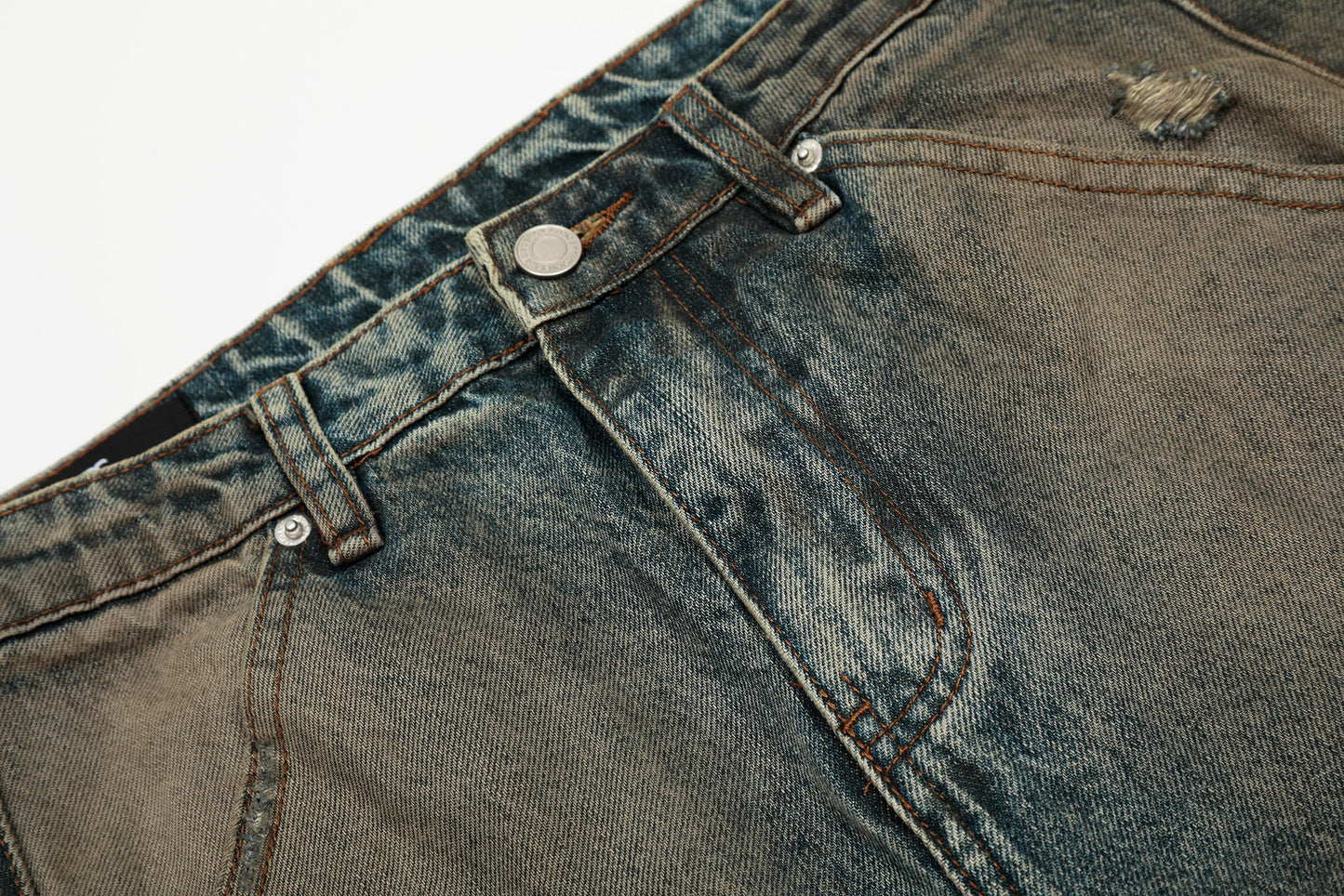 Vintage Mud-Dyed Distressed Barrel Jeans