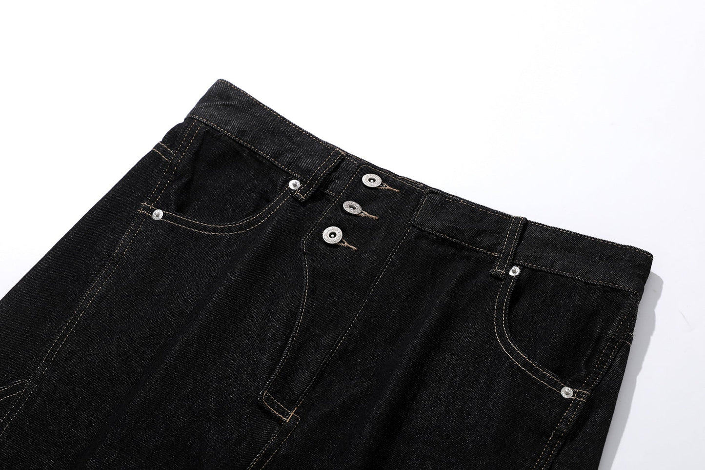 Reverse-Stitched Multi-Button Jeans