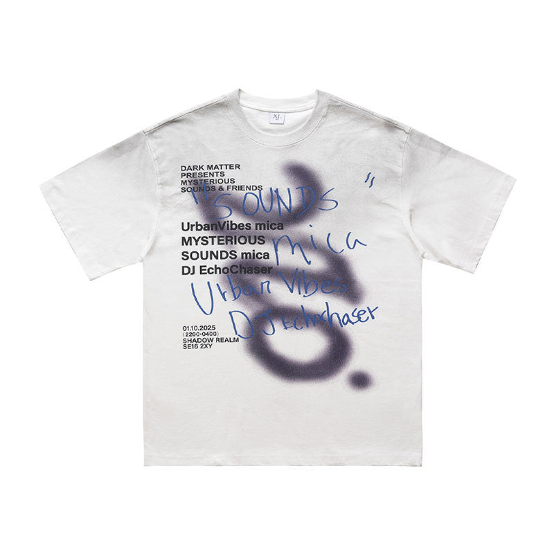 Washed Graffiti Text Print Spray Effect T-Shirt
