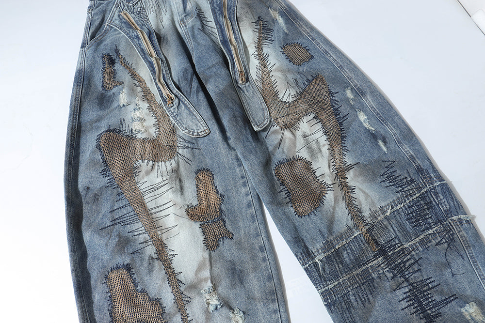 RO Style Washed Barrel Jeans