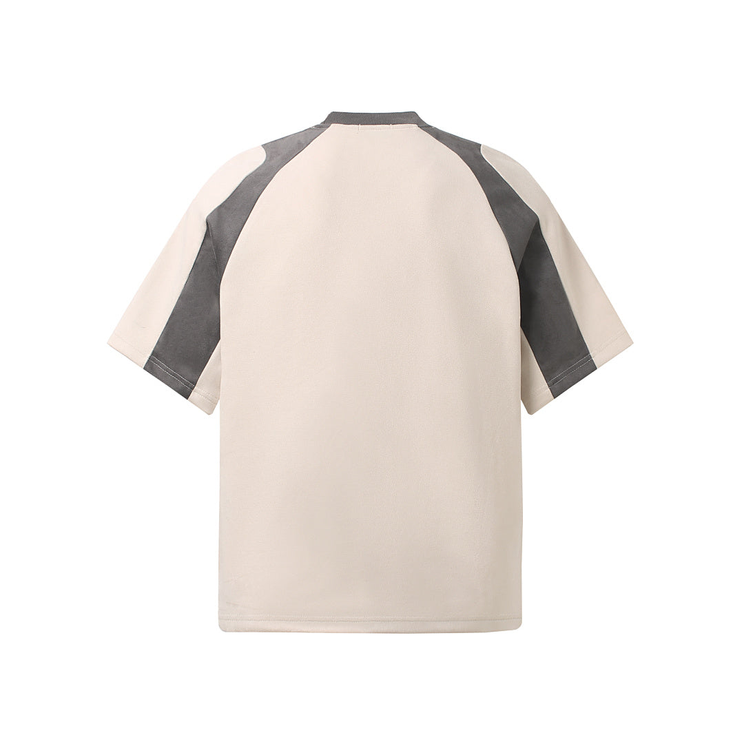 Suede-Touch Embroidered Sport Color-Block T-Shirt