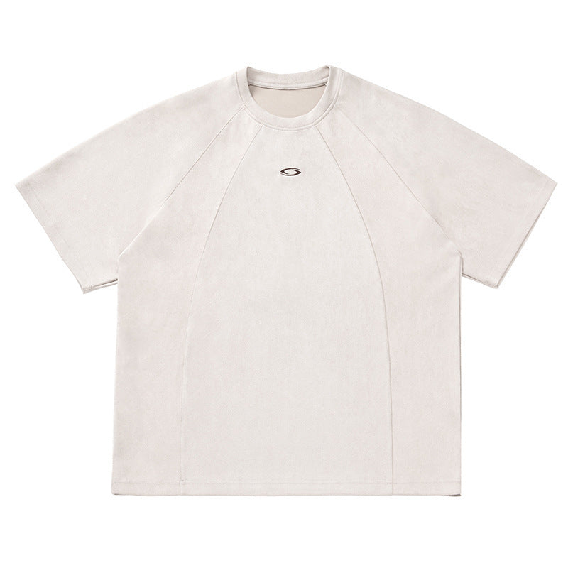 Suede Panel Raglan T-Shirt