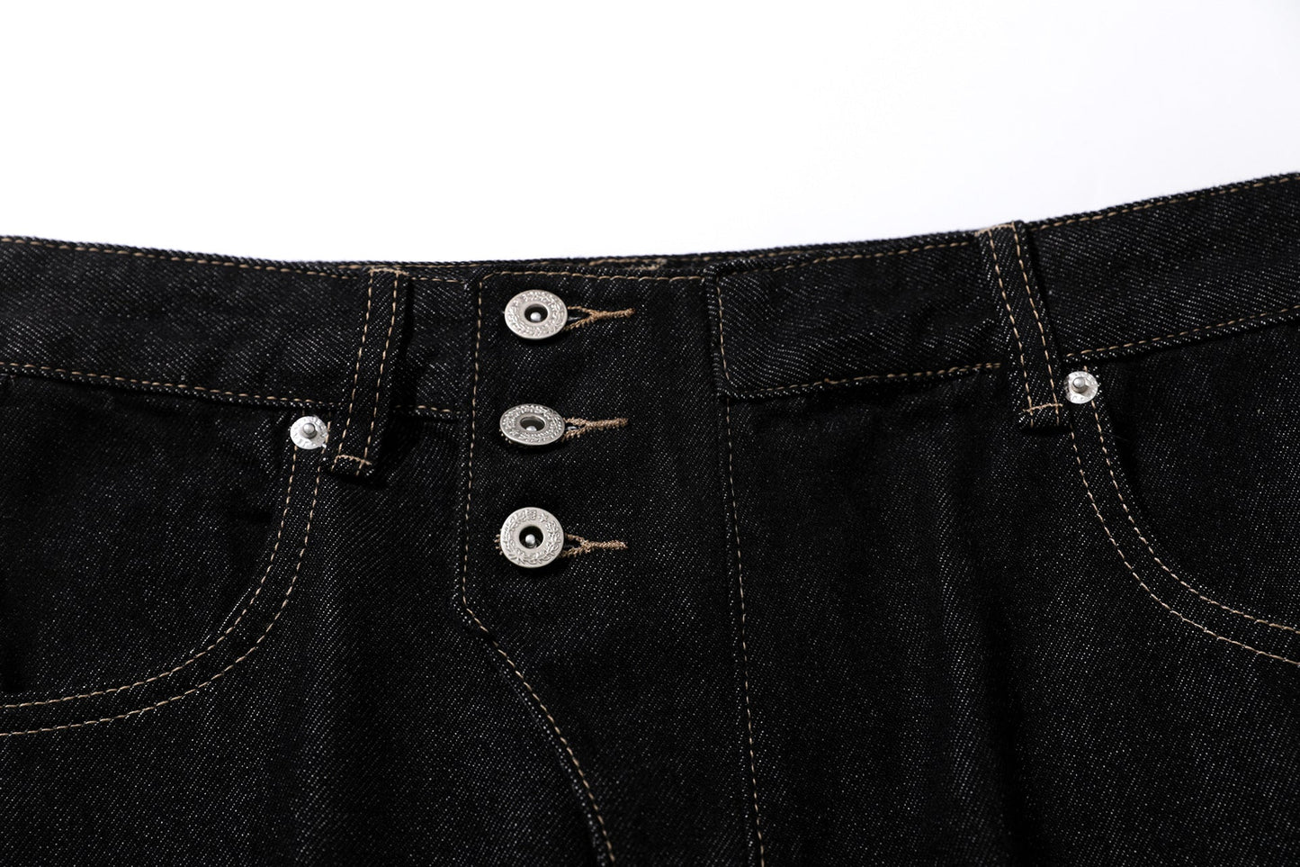 Reverse-Stitched Multi-Button Jeans