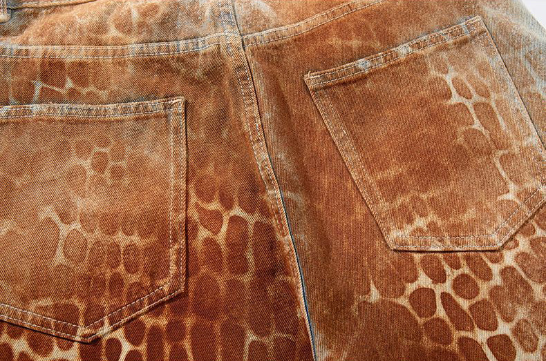 Croc Texture Washed Wide Leg Jeans