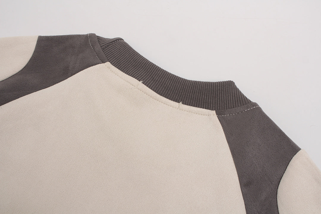 Suede-Touch Embroidered Sport Color-Block T-Shirt
