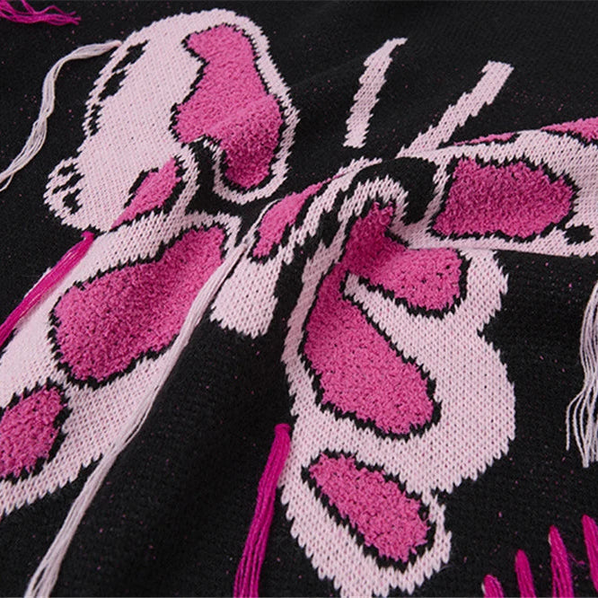 Vivid Pink Flutter Knit Sweater