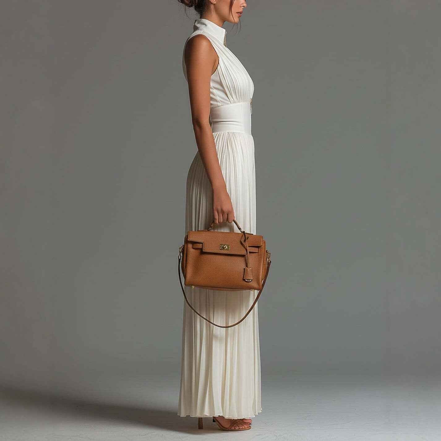 White Pleated Strap Neck Jumpsuit for Women, Long Wide Leg Fashion Sexy Folded Design