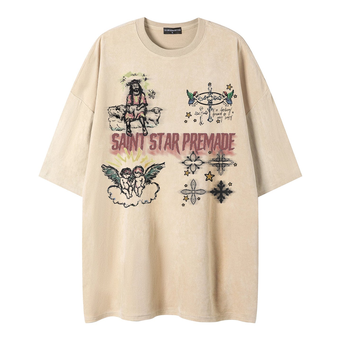 Angel print short sleeved shirt