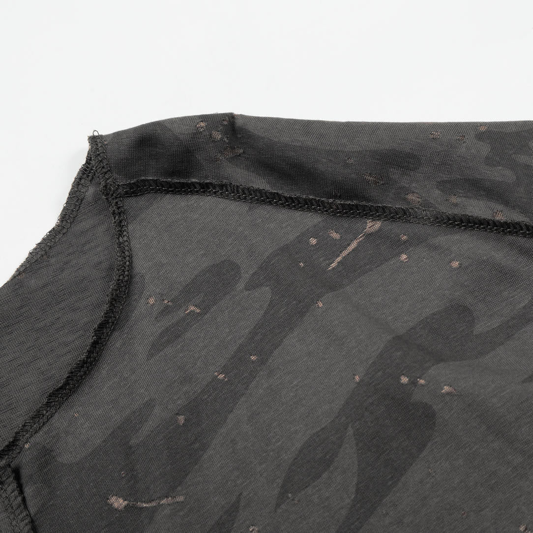 Shadow Camo Raw Neck Long Sleeve T-shirt