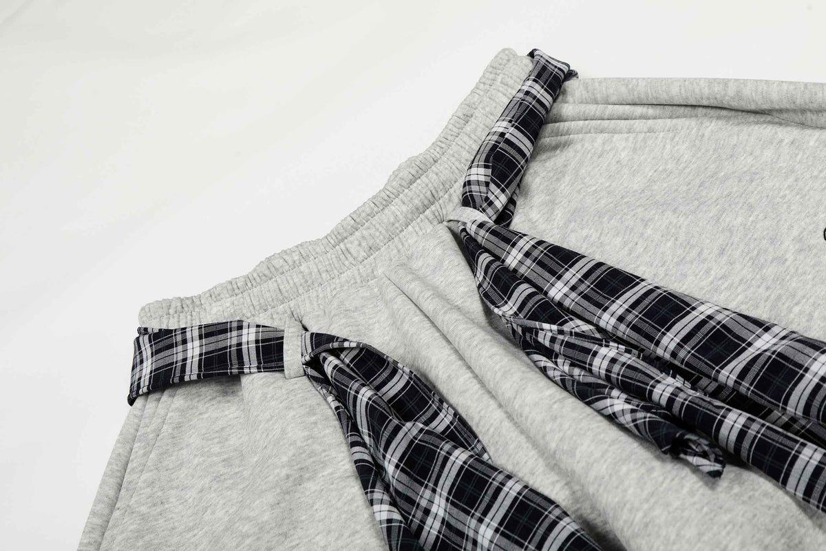 Street Detachable Plaid Waistband Machete Casual Pants