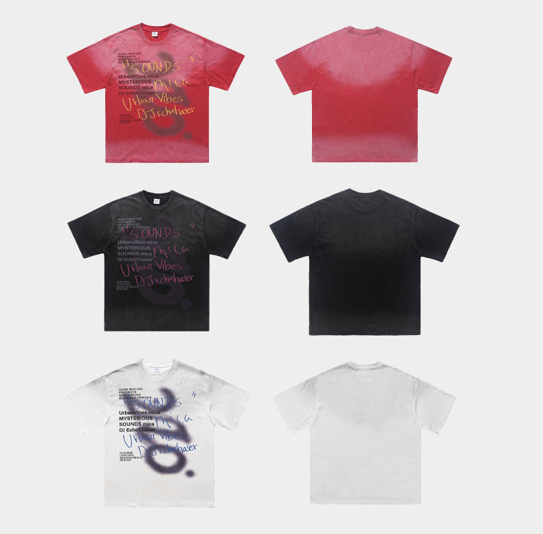 Washed Graffiti Text Print Spray Effect T-Shirt