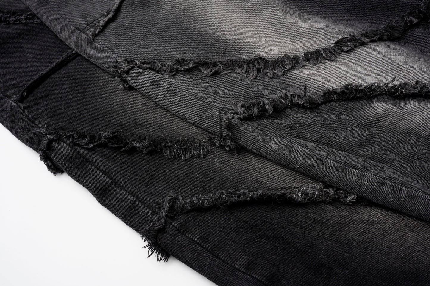 Washed Distressed Raw Edge Barrel Jeans