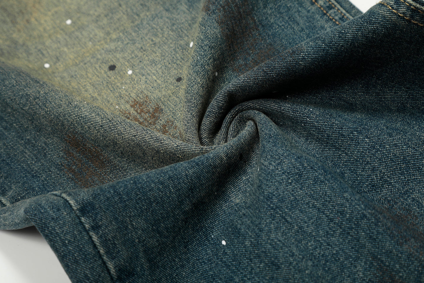 Vintage Inkjet Dirty Dye Washed Scimitar Distressed Jeans