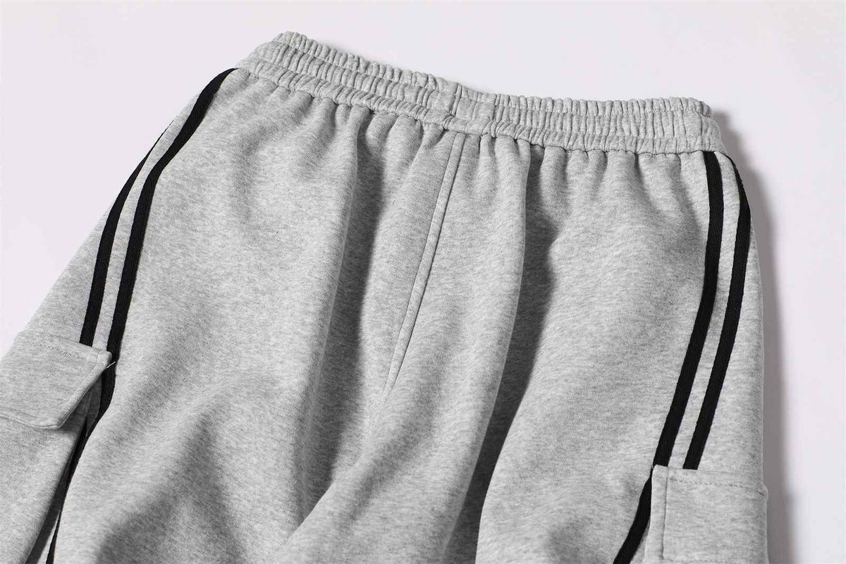 Cotton Web Stitching Letter Print Drawstring Barrel Pants