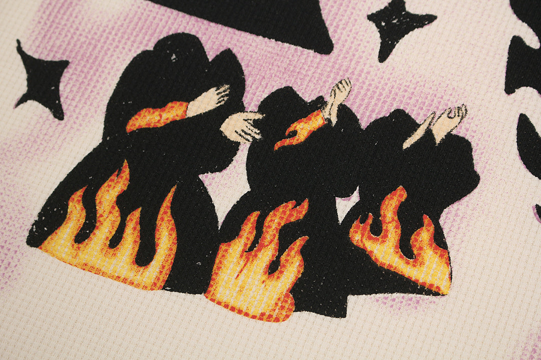 Waffle Knit Skate Wizard Flame Graphic T-Shirt